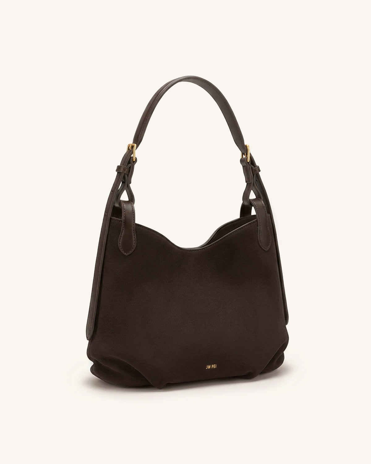 JWPE - Velora Faux Suede Slouchy Shoulder Bag - Dark Brown