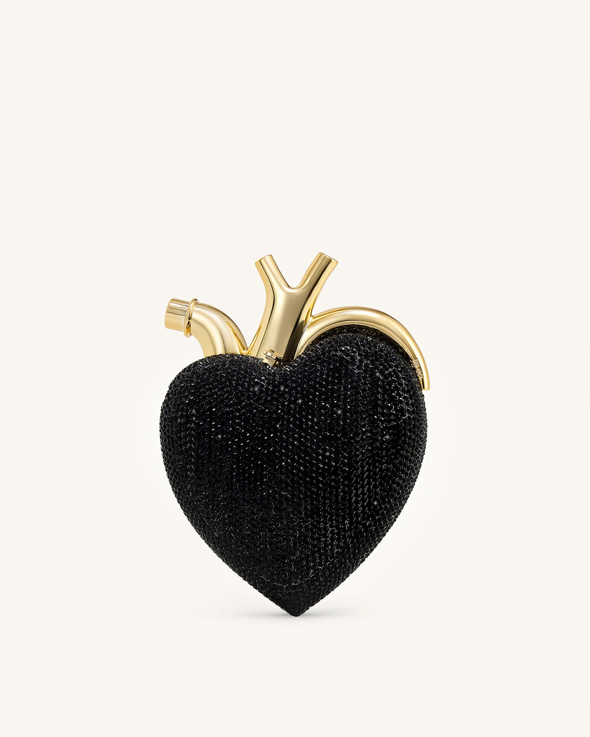 JWPE - Maren Artificial Crystal Heart Shaped Bag - Black Gold