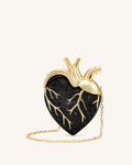 JWPE - Maren Artificial Crystal Heart Shaped Bag - Black Gold