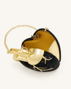 JWPE - Maren Artificial Crystal Heart Shaped Bag - Black Gold