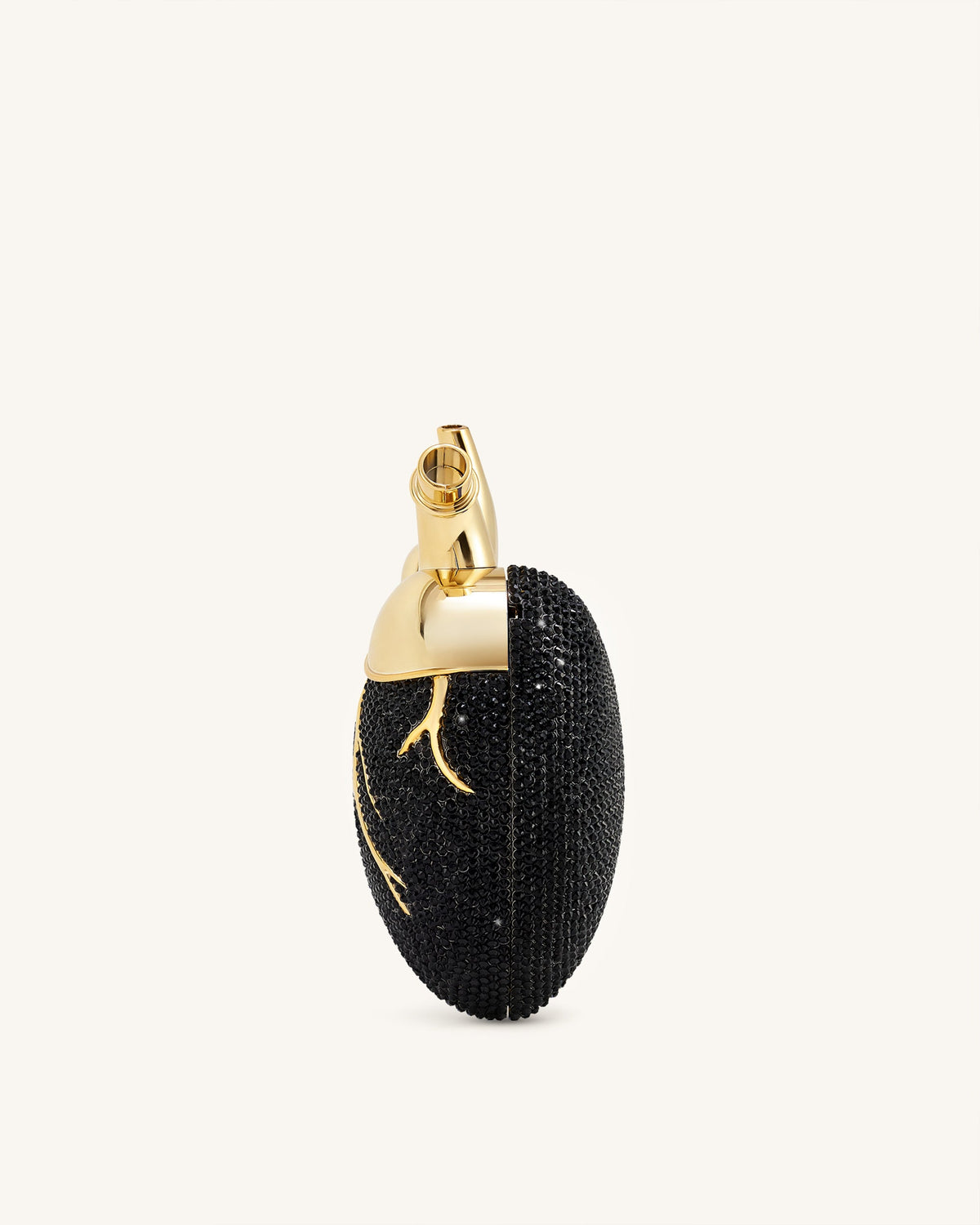 JWPE - Maren Artificial Crystal Heart Shaped Bag - Black Gold