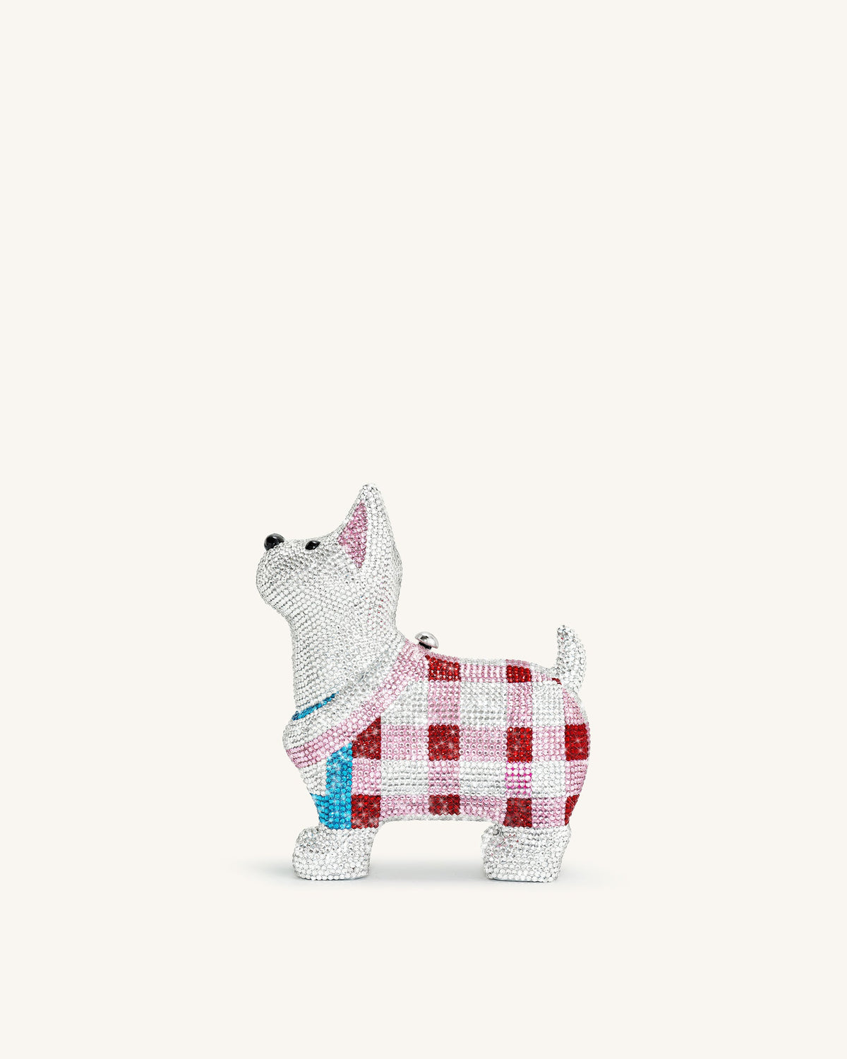 JWPE - Eden Puppy Shape Faux Crystal Clutch - White