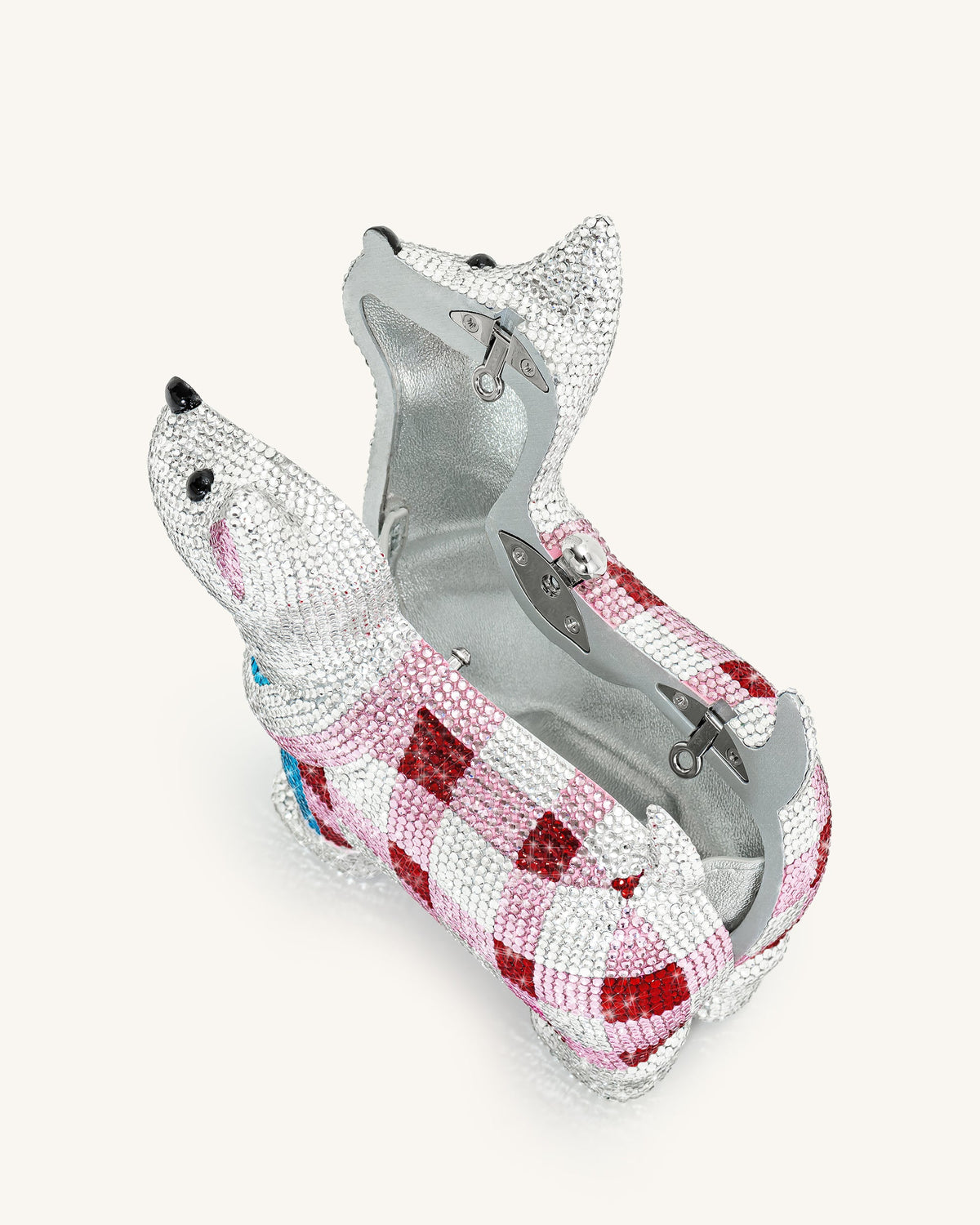 JWPE - Eden Puppy Shape Faux Crystal Clutch - White