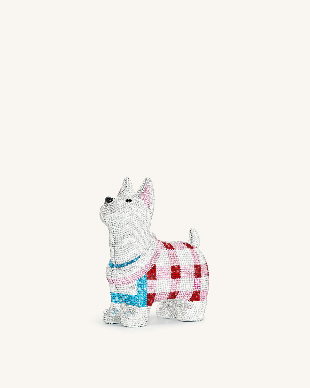 JWPE - Eden Puppy Shape Faux Crystal Clutch - White