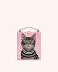 JWPE - Taya Tabby Cat Pattern Book Shape Clutch Bag - Pink
