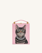 JWPE - Taya Tabby Cat Pattern Book Shape Clutch Bag - Pink