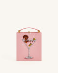 JWPE - Taya Wine Glass Puppy Pattern Book Shape Clutch Bag - Pink