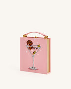 JWPE - Taya Wine Glass Puppy Pattern Book Shape Clutch Bag - Pink