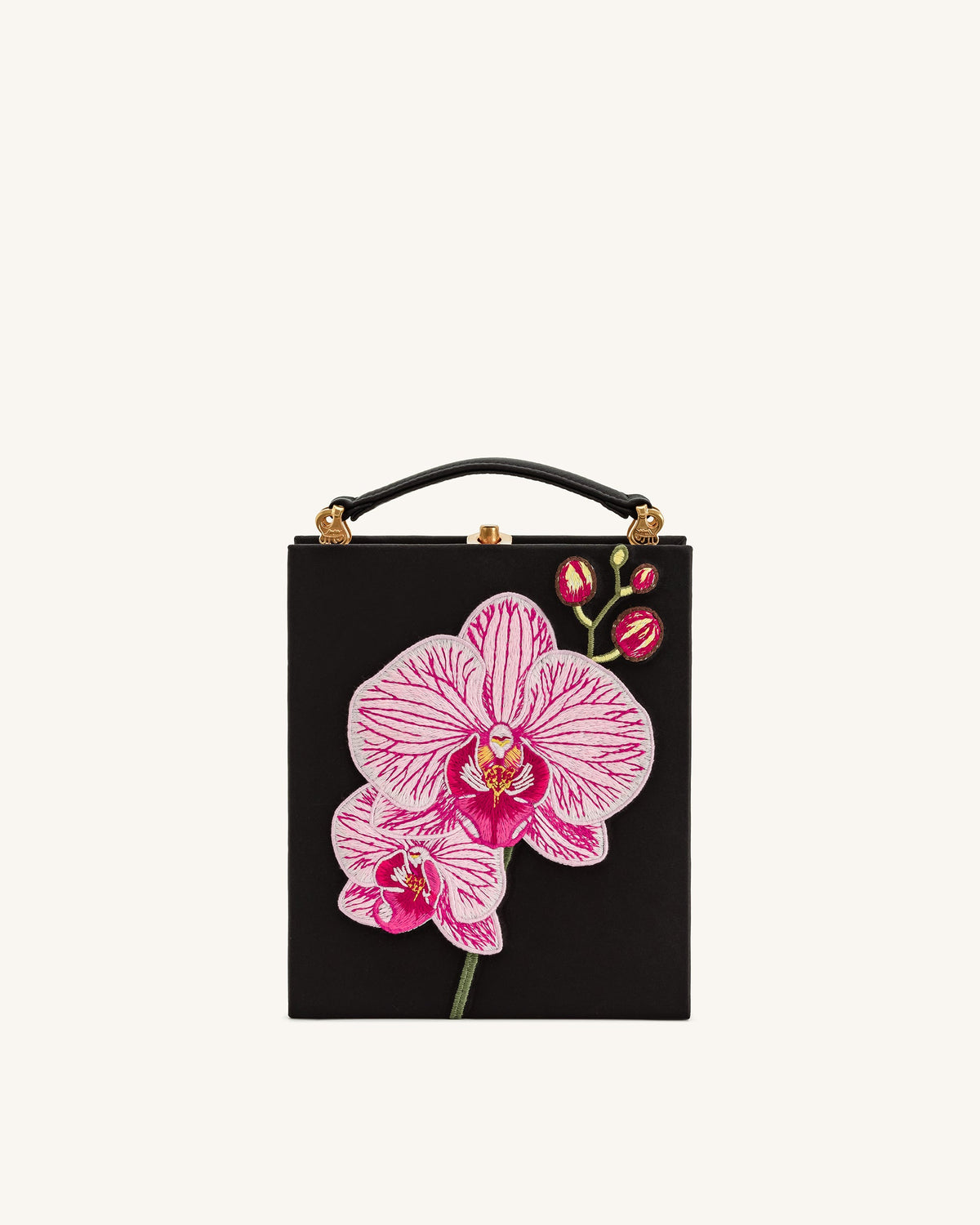 JWPE - Taya Orchid Motif  Book Shape Clutch Bag - Black