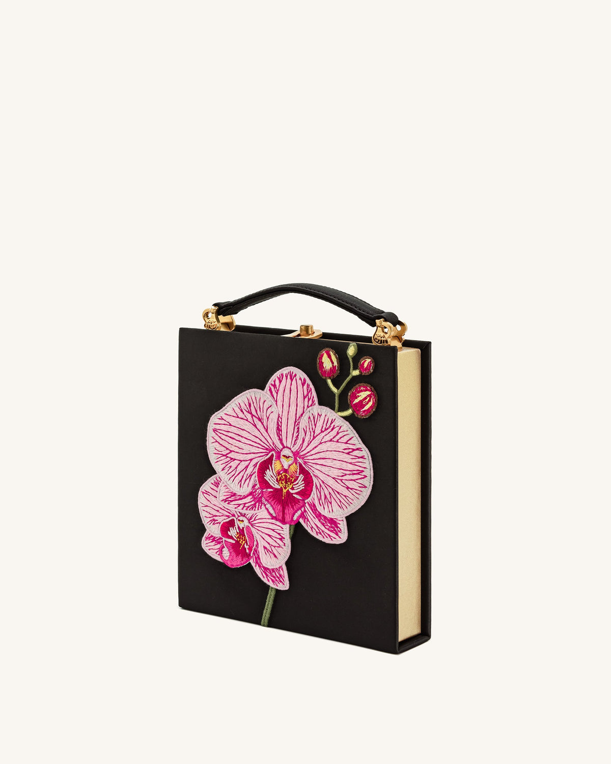 JWPE - Taya Orchid Motif  Book Shape Clutch Bag - Black