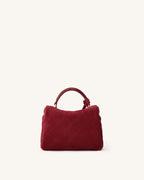 JWPE - Cleo Quilted Faux Suede Top Handle Satchel - Burgundy