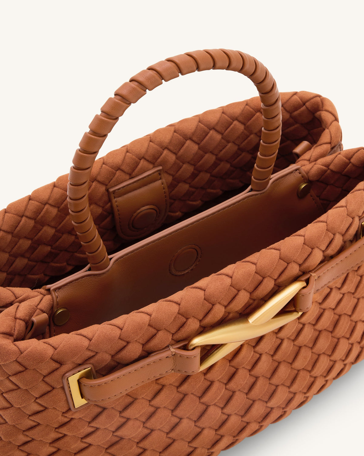 JWPE - Elora Faux Suede Woven Tote Bag - Brown