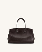 JWPE - Ziva Metal Lock Decoration Tote Bag - Dark Brown