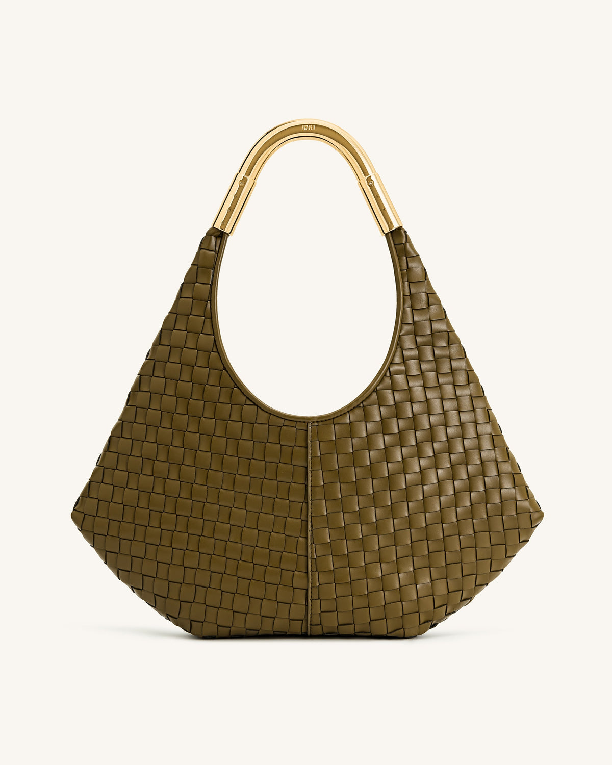JWPE - Olivia Hand-Woven Metal Handle Hobo Bag - Olive Green