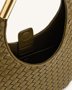 JWPE - Olivia Hand-Woven Metal Handle Hobo Bag - Olive Green