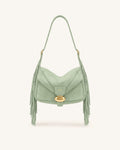 JWPE - Avery Fringe Faux Suede Shoulder Bag - Mint Green