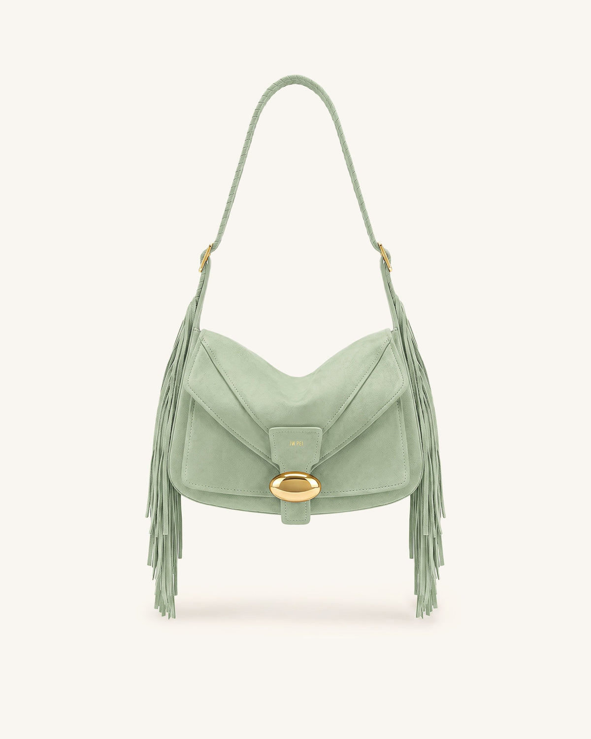 JWPE - Avery Fringe Faux Suede Shoulder Bag - Mint Green