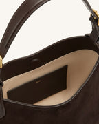 JWPE - Velora Faux Suede Slouchy Shoulder Bag - Dark Brown
