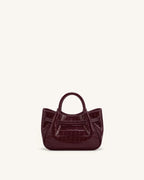 JWPE - Maeve Dachshund Charm Mini Satchel Bag - Burgundy Croc