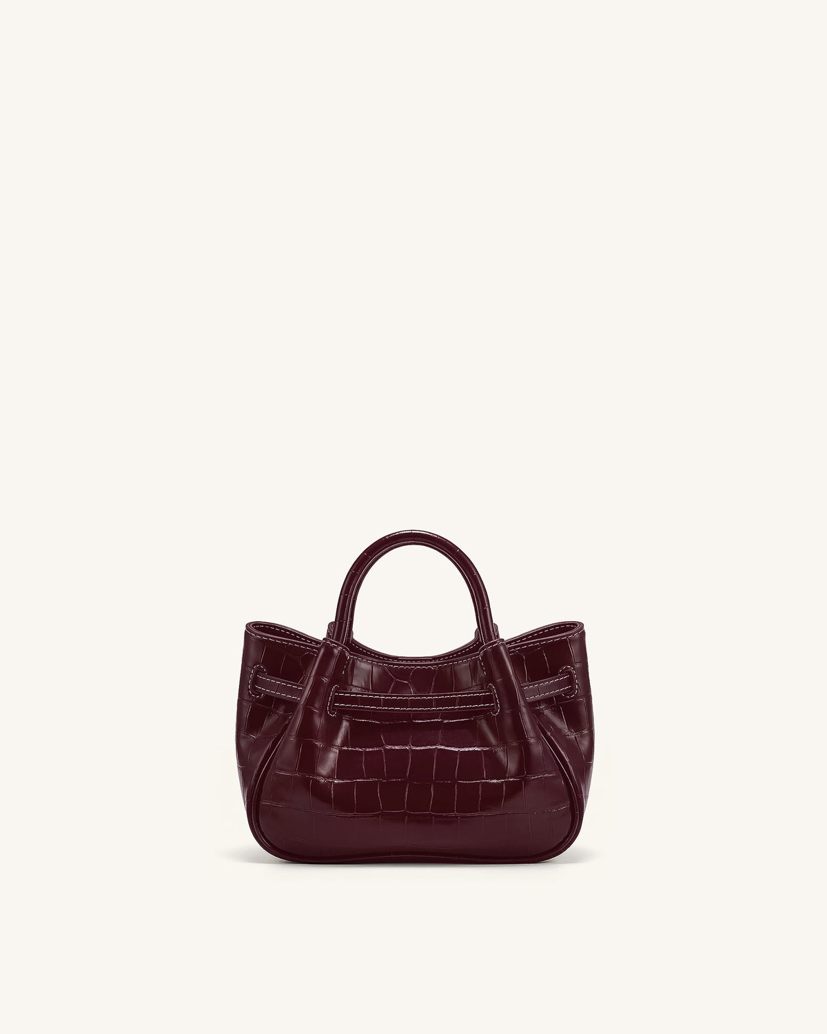 JWPE - Maeve Dachshund Charm Mini Satchel Bag - Burgundy Croc