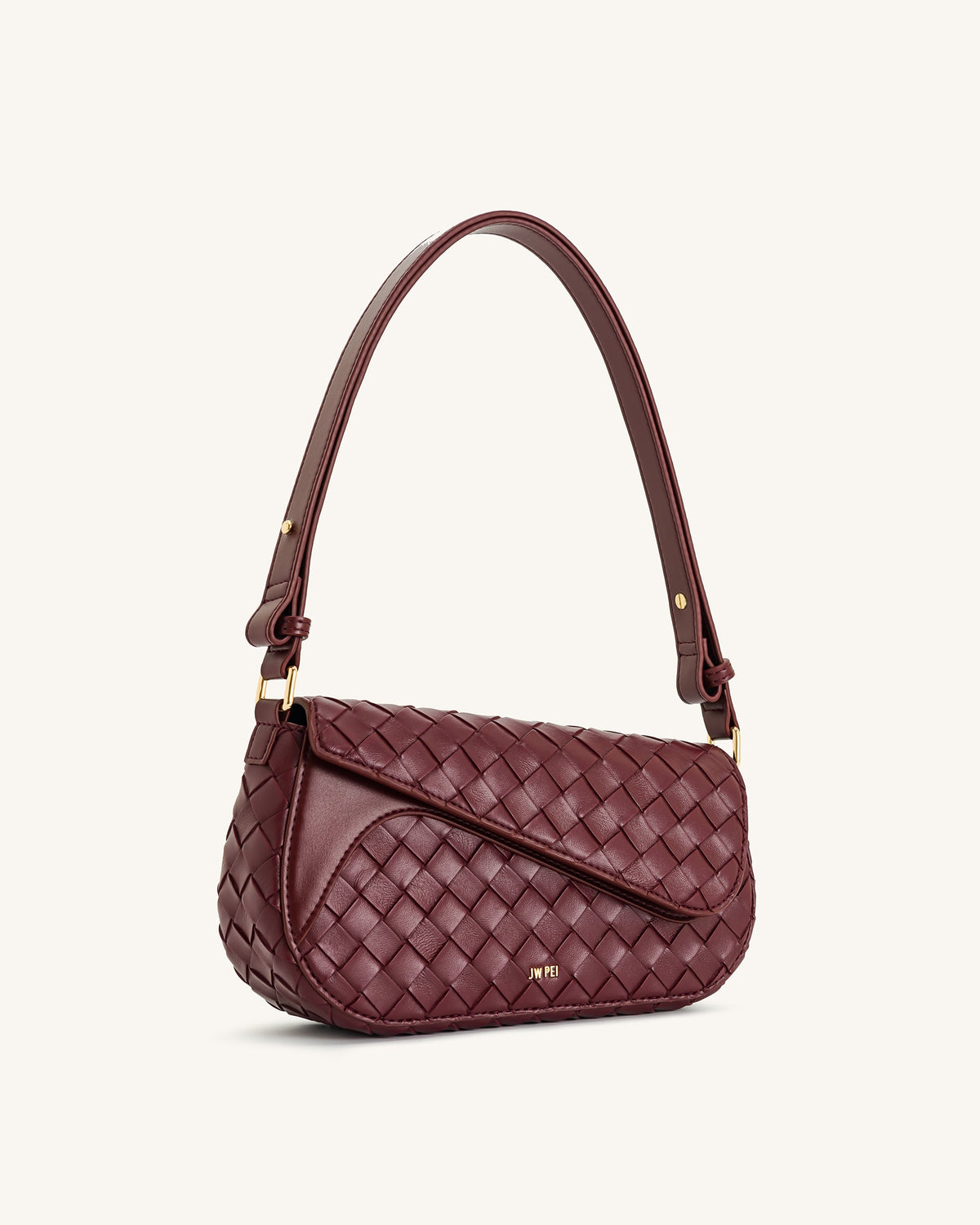 JWPE - Addisyn Weave Texture Shoulder Bag - Burgundy