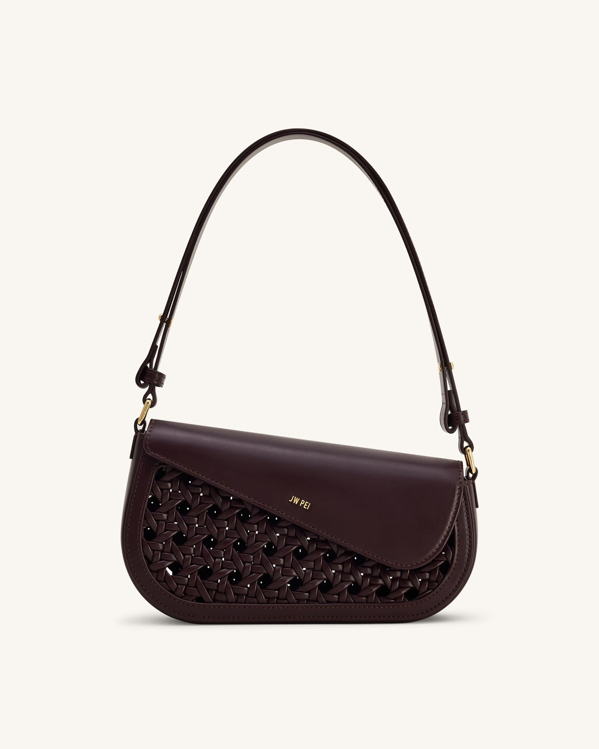 JWPE - Addisyn Cutout Woven Shoulder Bag - Burgundy