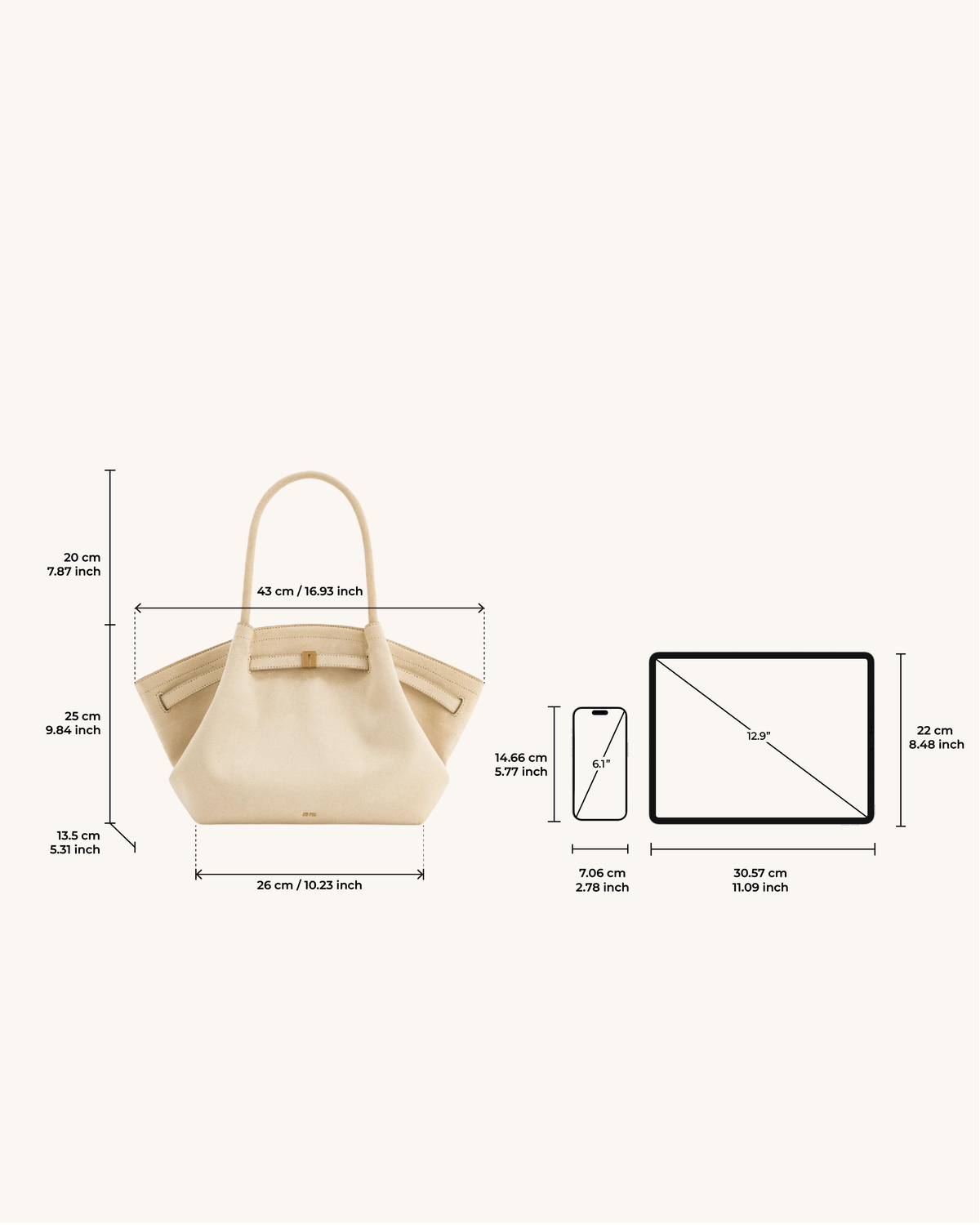 JWPE - Hana Medium Faux Suede Tote Bag - Off White