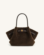 JWPE - Hana Medium Faux Fur Tote Bag - Mocha Brown