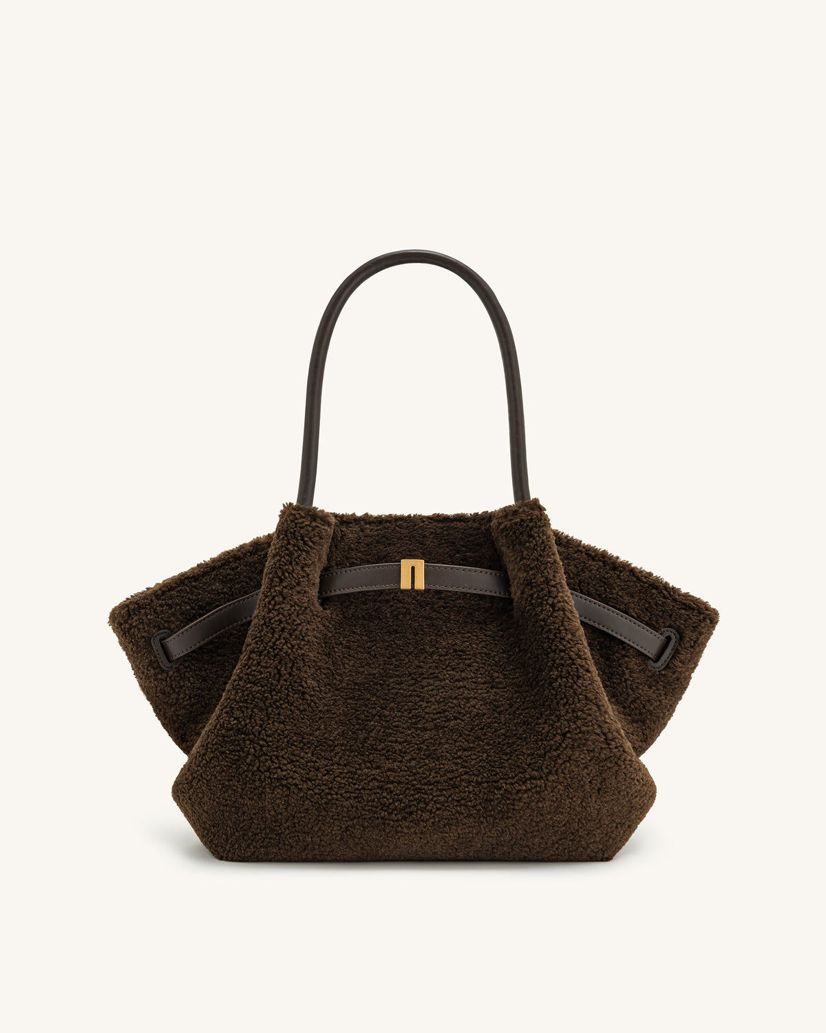 JWPE - Hana Medium Faux Fur Tote Bag - Mocha Brown