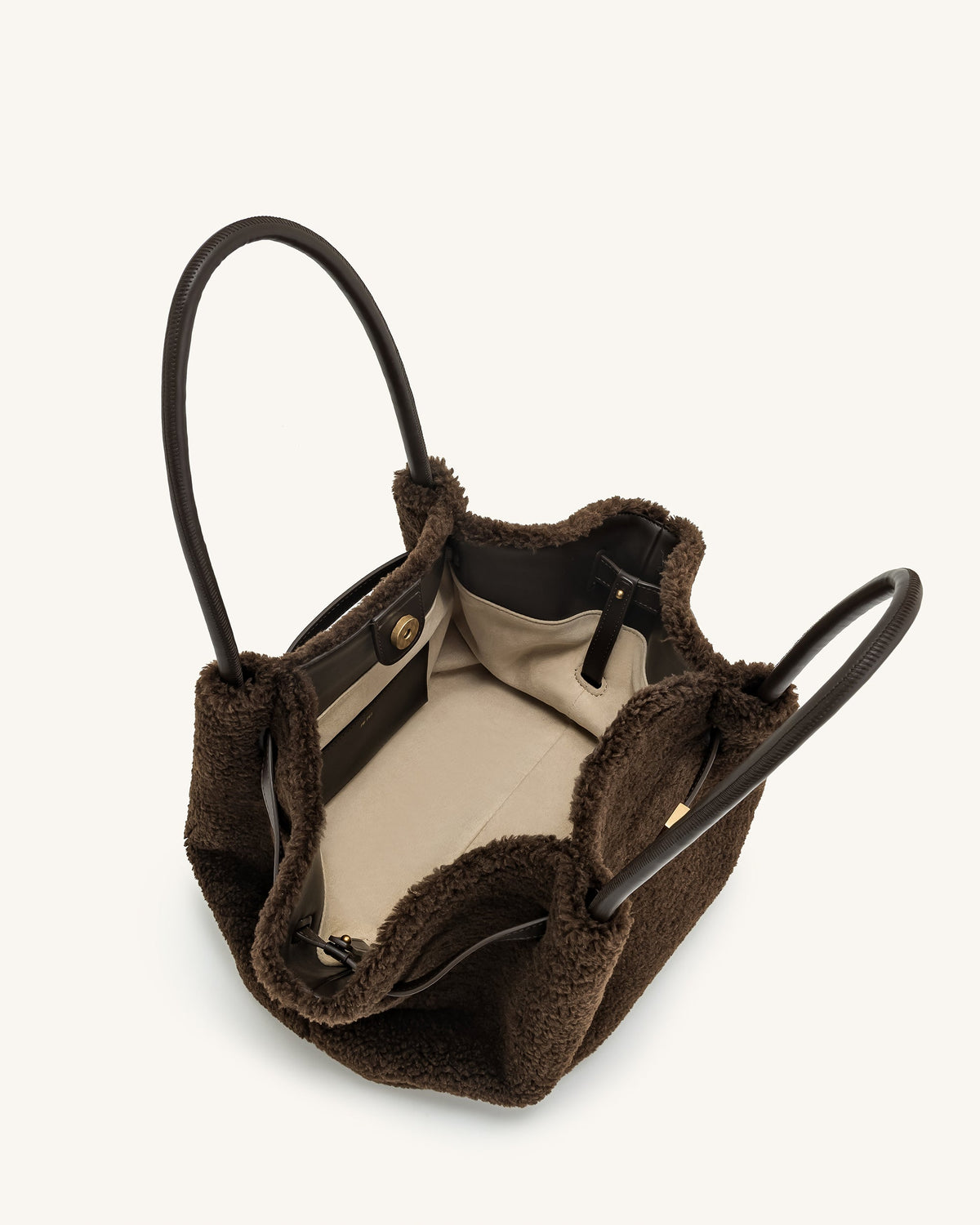 JWPE - Hana Medium Faux Fur Tote Bag - Mocha Brown