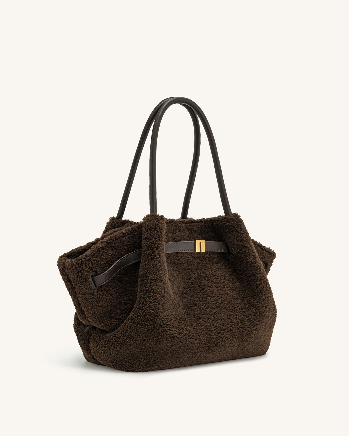 JWPE - Hana Medium Faux Fur Tote Bag - Mocha Brown