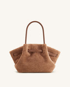 JWPE - Hana Medium Faux Fur Tote Bag - Coffee Brown