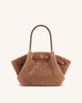 JWPE - Hana Medium Faux Fur Tote Bag - Coffee Brown