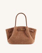 JWPE - Hana Medium Faux Fur Tote Bag - Coffee Brown