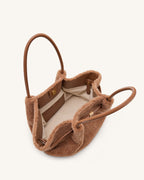 JWPE - Hana Medium Faux Fur Tote Bag - Coffee Brown