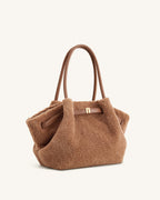 JWPE - Hana Medium Faux Fur Tote Bag - Coffee Brown
