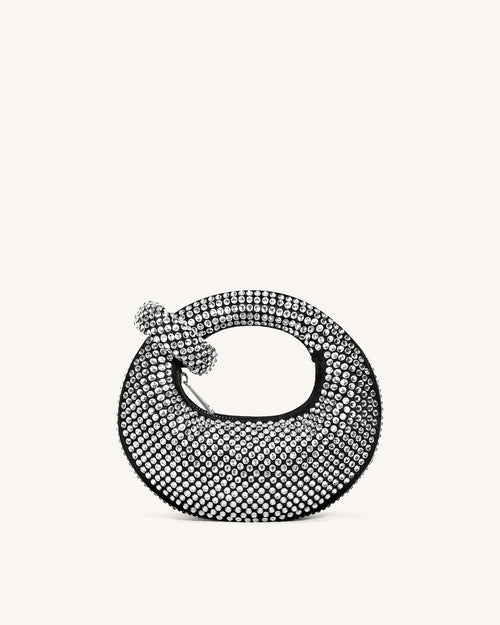 JWPE - Abacus Artificial Crystal Mini Top Handle Bag - Black