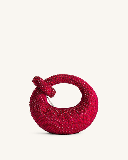 JWPE - Abacus Artificial Crystal Mini Top Handle Bag - Red