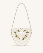JWPE - Arlene Embroidered Heart Shape Crossbody Bag - Milky White