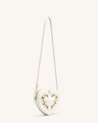 JWPE - Arlene Embroidered Heart Shape Crossbody Bag - Milky White
