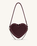 JWPE - Arlene Woven Heart Shape Crossbody Bag - Deep Burgundy