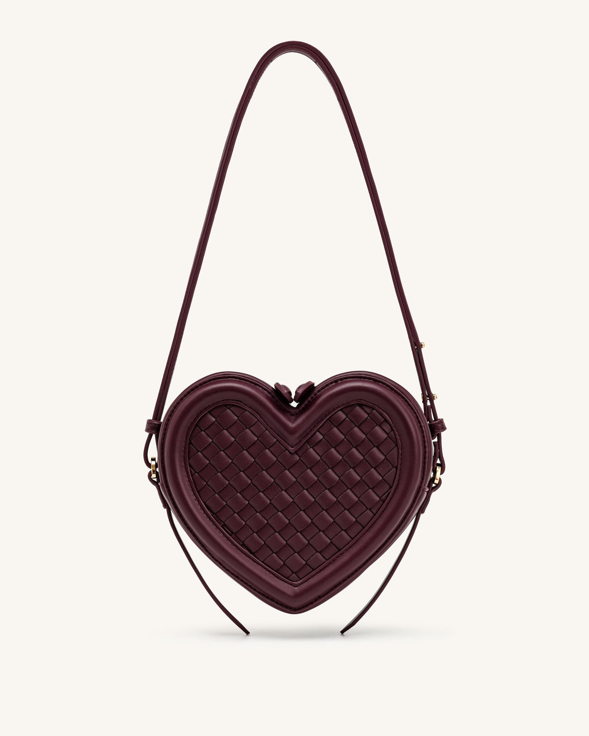 JWPE - Arlene Woven Heart Shape Crossbody Bag - Deep Burgundy