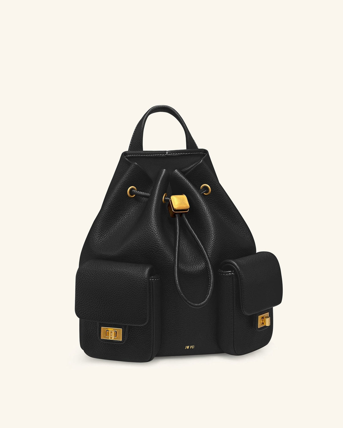 JWPE - Avery Pebbled Drawstring Utility Backpack – Black