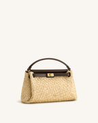 JWPE - Carmen Faux Straw Top Handle Bag - Brown