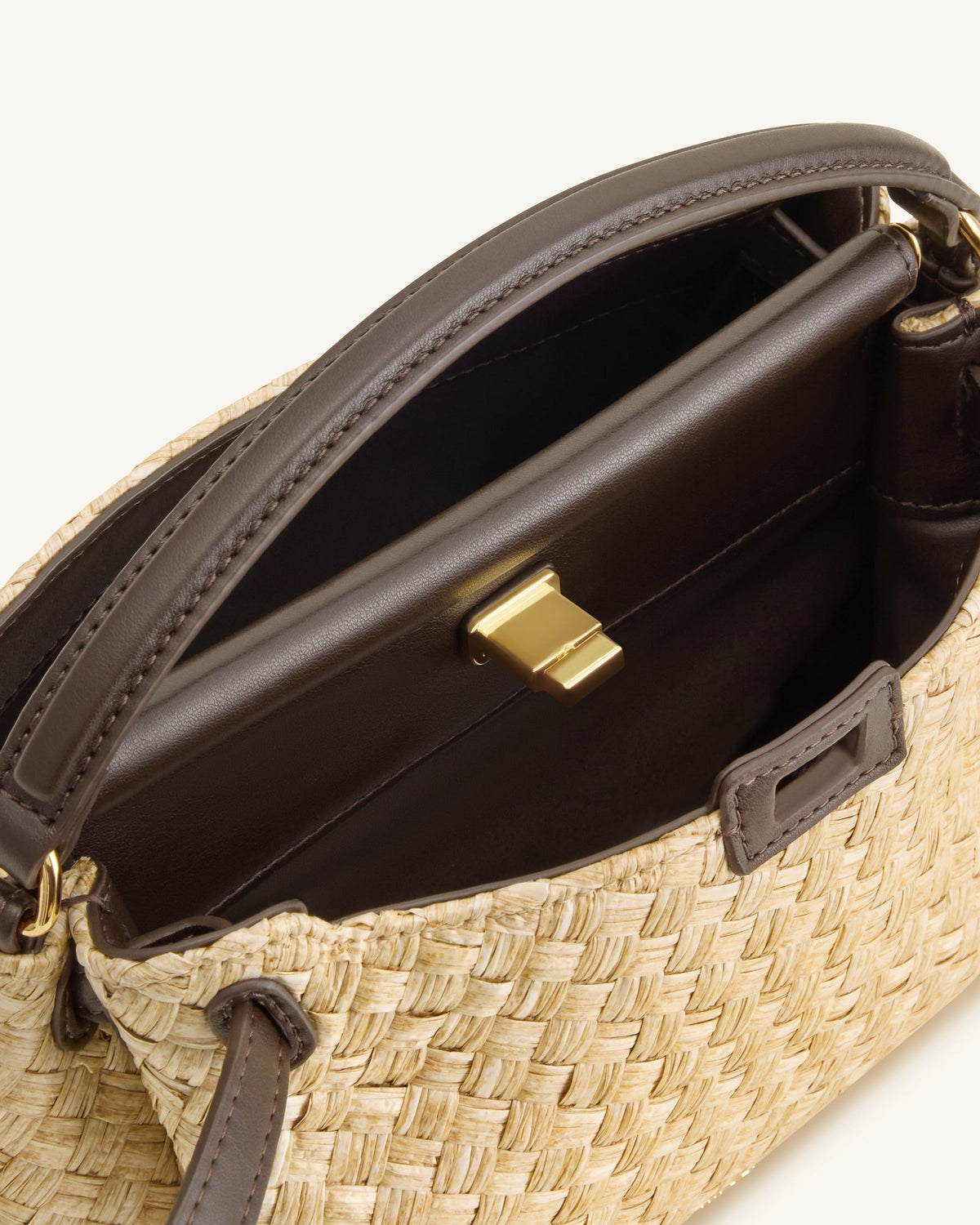 JWPE - Carmen Faux Straw Top Handle Bag - Brown
