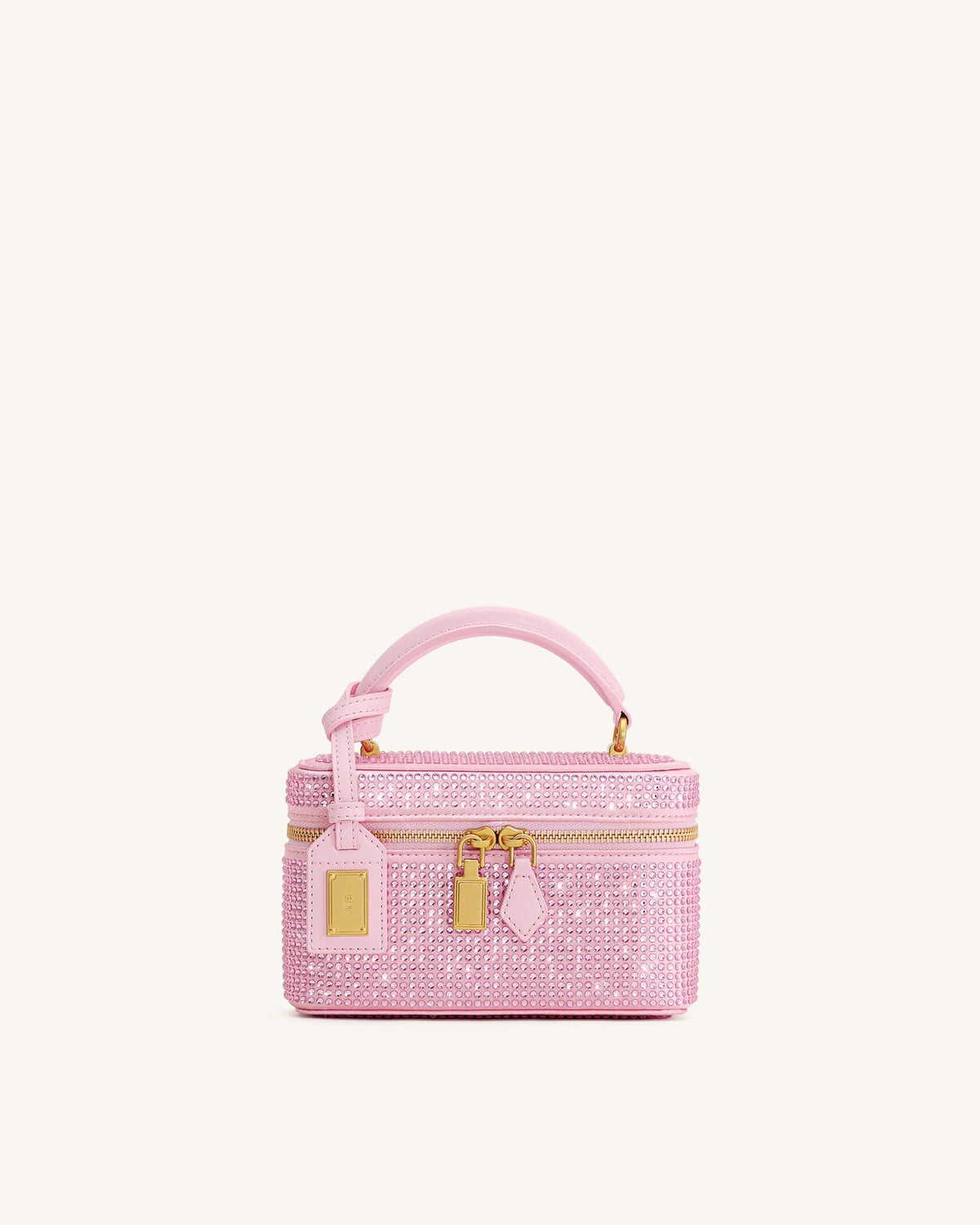 JWPE - Cleo Artificial Crystal Box Shape Top Handle Bag - Pink