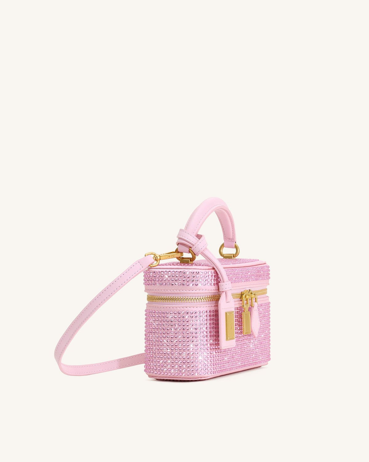 JWPE - Cleo Artificial Crystal Box Shape Top Handle Bag - Pink