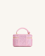JWPE - Cleo Artificial Crystal Box Shape Top Handle Bag - Pink