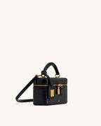 JWPE - Cleo Box Shape Top Handle Bag - Black Croc