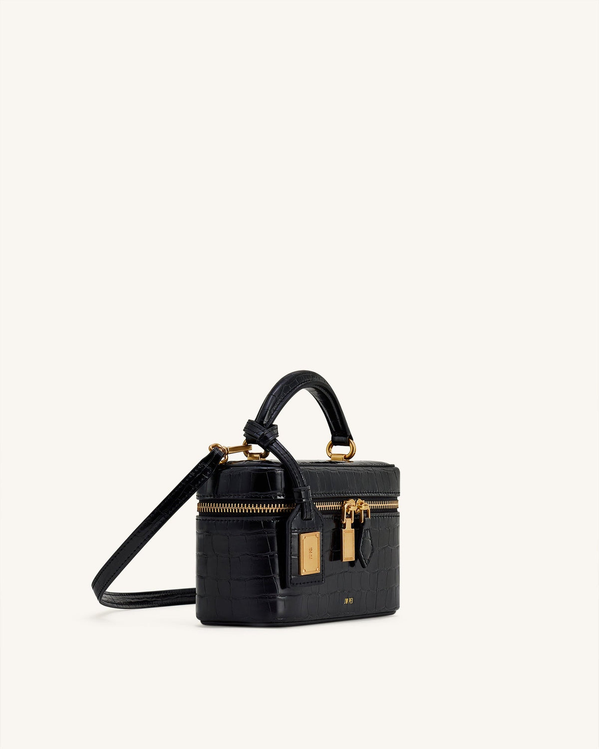 JWPE - Cleo Box Shape Top Handle Bag - Black Croc